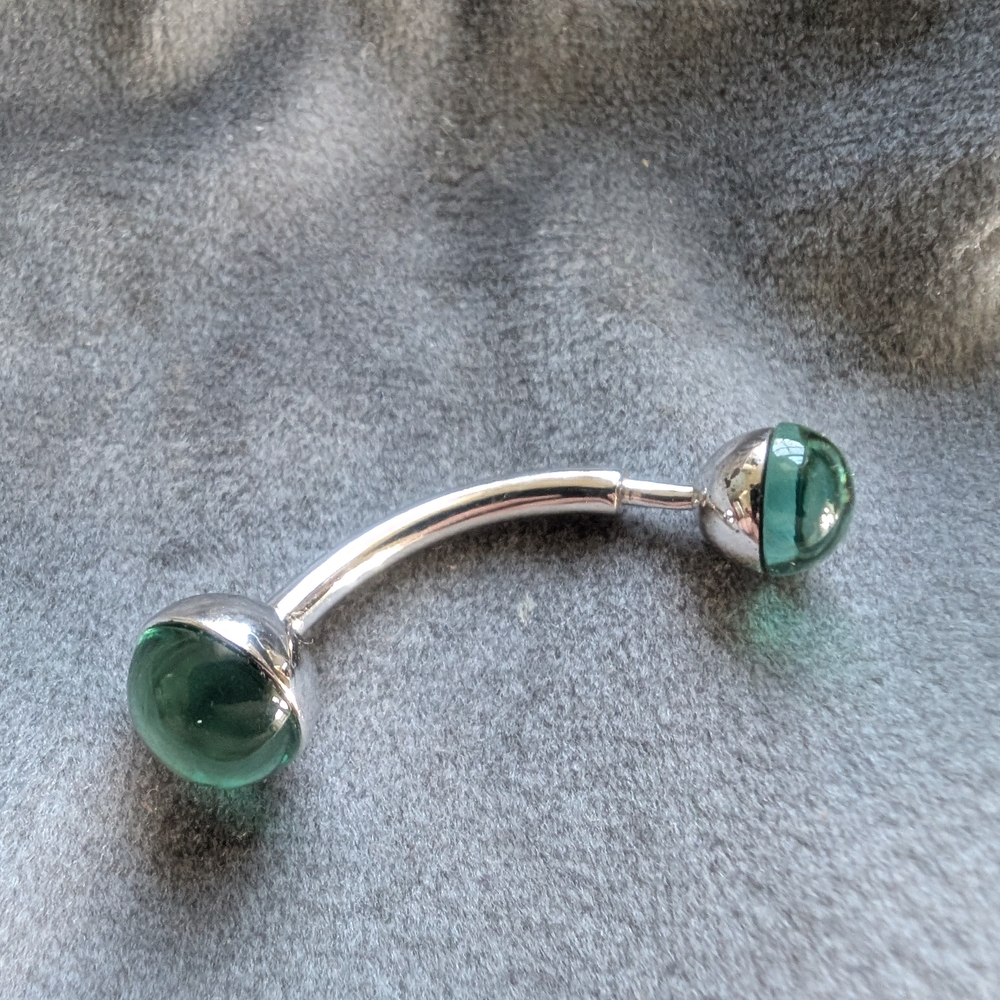 Elegant Silver and Green Belly Ring